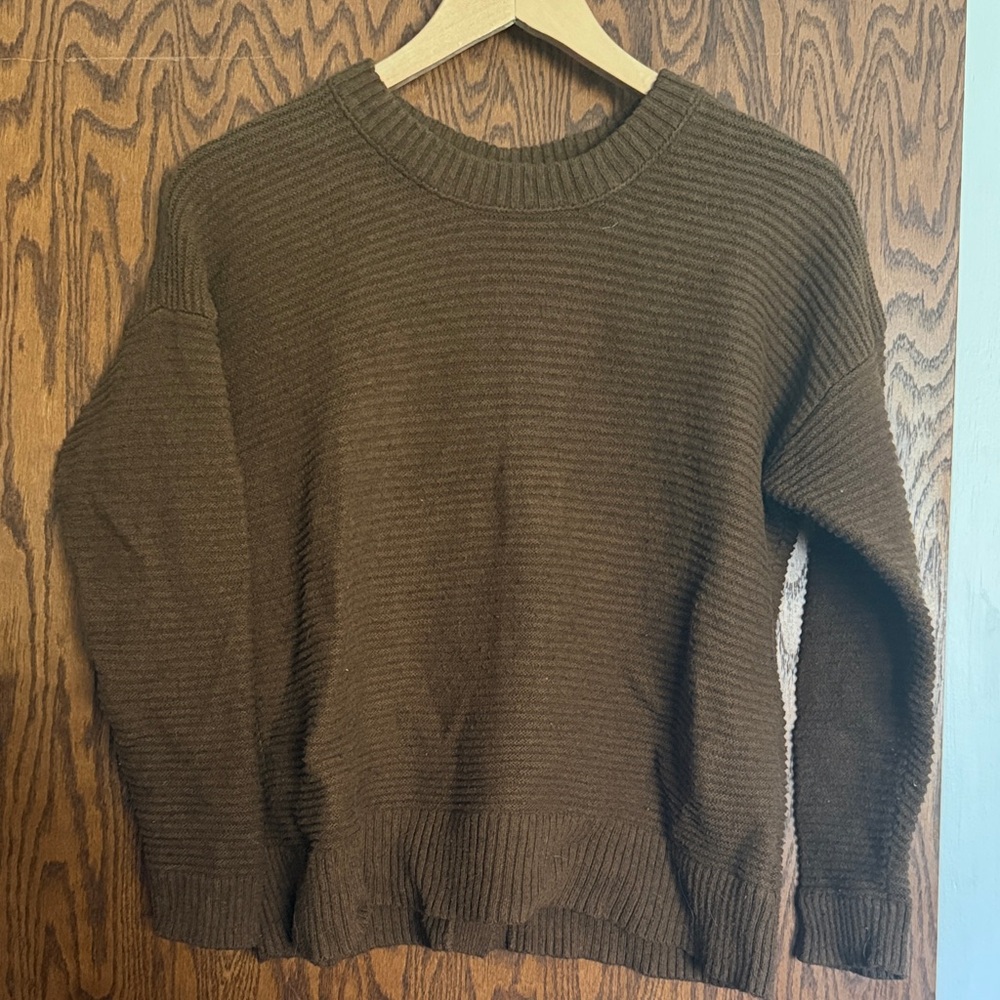 Madewell Brown Ribbed Crew Sweater